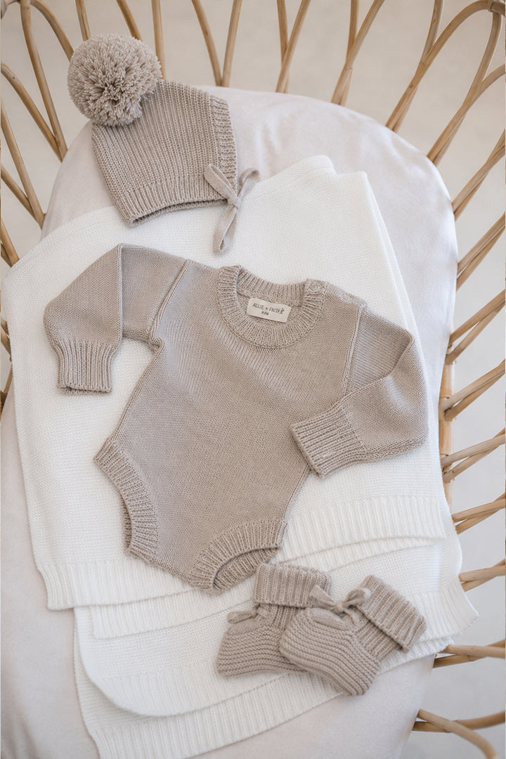 Knit Romper & Bonnet Bundle