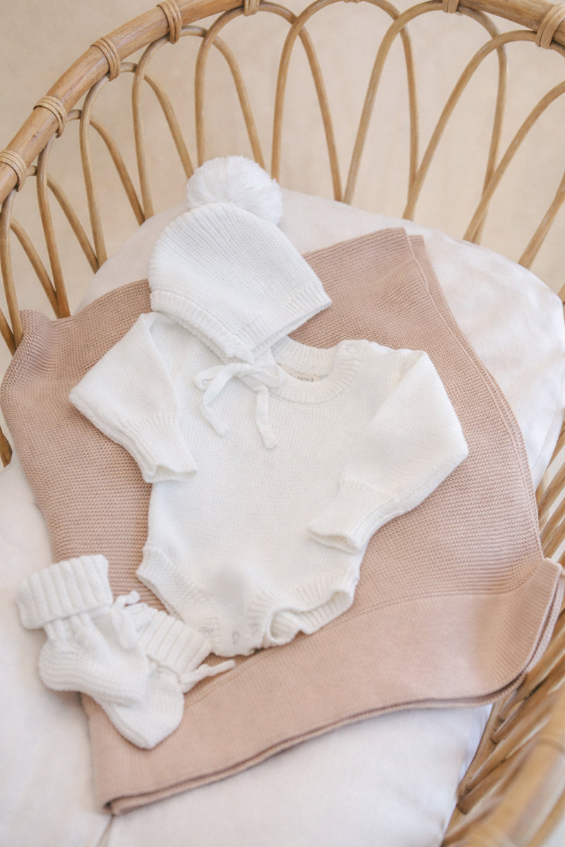 Knit Romper & Bonnet Bundle