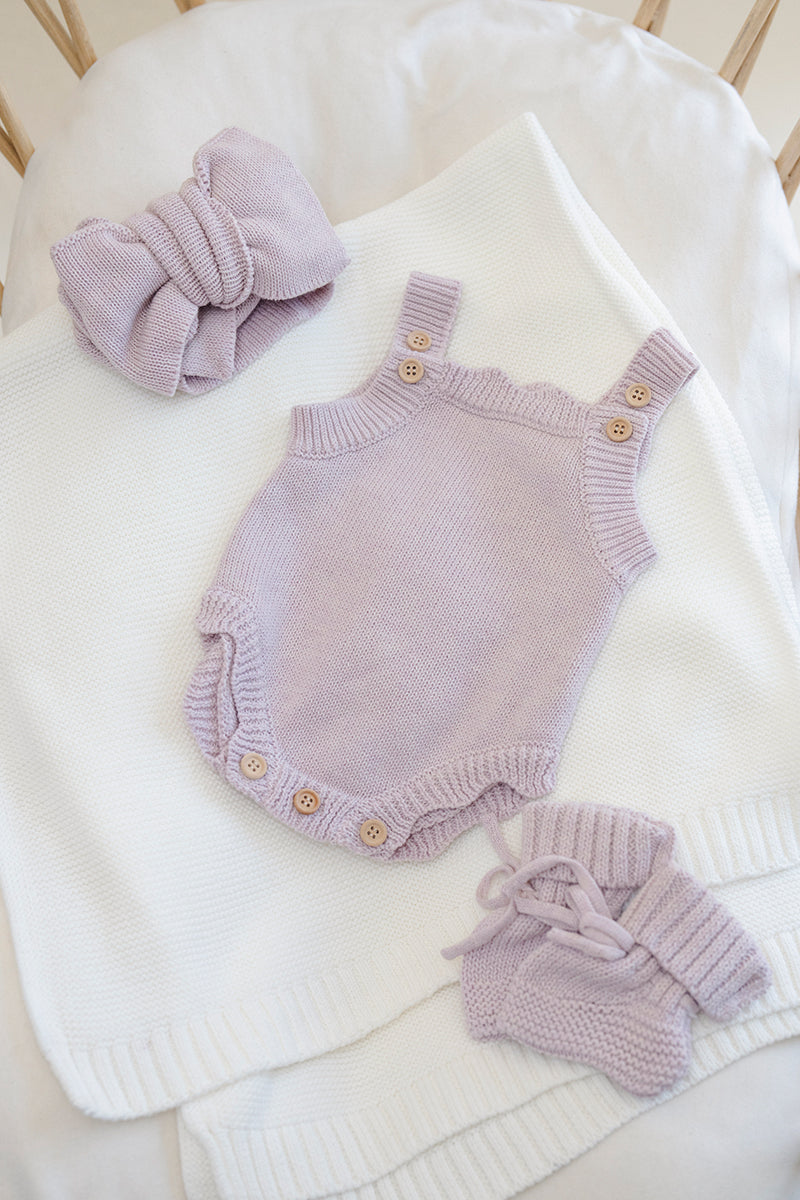 Sleeveless Knit Romper & Bonnet Bundle