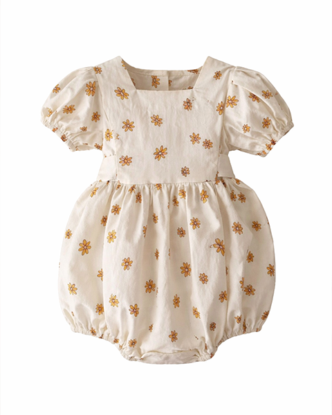 Golden Bloom Bubble Romper