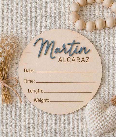 Personalized Acrylic Birth Stats Wood Announcement | Block